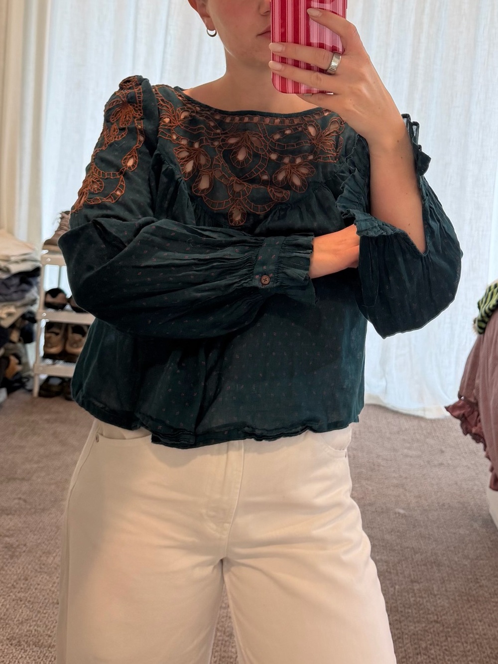 Free People Blue and Orange Blouse Size XS